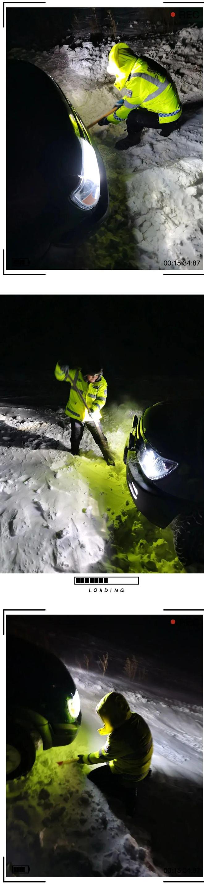 风雪夜车辆被困 交警持续救援开云 开云体育平台7小时